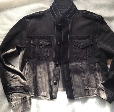 NUEVO Polo Ralph Lauren Mujer’s Negro Denim Jean Chaqueta Talla Mediana Minorista $398  Foto 1 de 4
