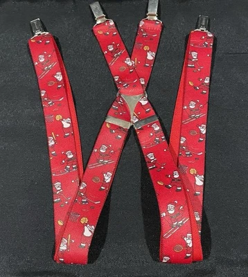 Tirantes rojos de Navidad con Papá Noel esquí baloncesto golf béisbol tenis Foto 1 de 3