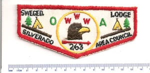 SWEGEDAIGEA LODGE 263 F1a (THREAD BREAK IN NAME) FLAP CA. OA BSA - Picture 1 of 1