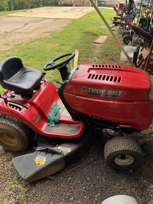 Troy-Bilt 42” Riding Lawn Mower with attached Bagger for clippings or leaves - Image 1 of 3