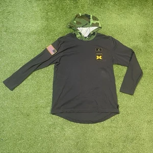 Jordan Brand Michigan Wolverines Military Hoodie Tee Men’s Size Medium USA - Picture 1 of 6