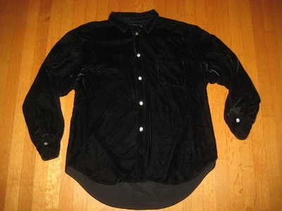 J Crew Black Velvet Silk Oversize Shirt Women's Large - Image 1 of 4