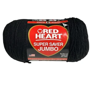 Hilo Super Ahorrador Corazón Rojo De Colección NEGRO 0312 Acrílico 14oz Madeja Jumbo SIN TINTE LOTE - Imagen 1 de 6