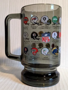 Vintage 70s NFL Smoked Glass Football Team Helmet Footed Beer Mug - Picture 1 of 5