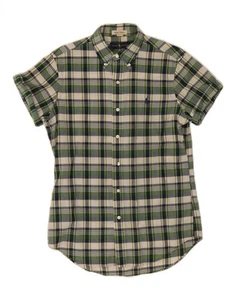 RALPH LAUREN Mens Short Sleeve Shirt Small Green Check DC80 - Picture 1 of 3