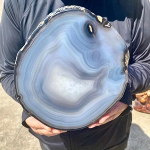 2LB Naturale Bella Agata Geode Fetta Druzy Decorazione Pietra Preziosa Extra Large - Foto 1 di 13