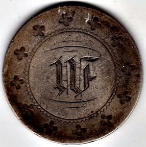1858 Sitzende Freiheit Viertel Liebesmedaille: "W" graviert im Kreis: kostenloser Versand - Bild 1 von 1