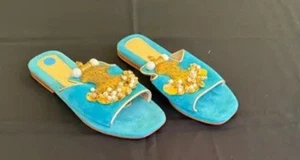 ELINA LINARDAKI TURQUOISE CLEOPATRA SANDALS SIZE 5 - Picture 1 of 1