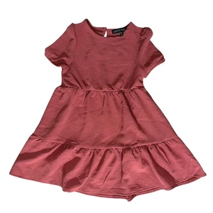 Love Ellie Toddler Girl's Tiered A Line Short Sleeve Coral Mini Dress XS 4T - Picture 1 of 5