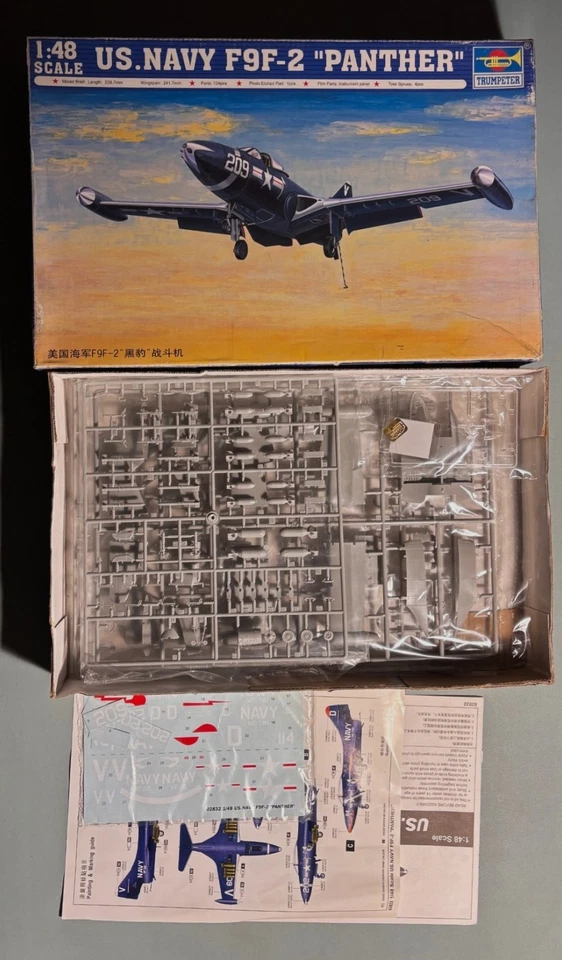 TRUMPETER 02832 - US. NAVY F9F-2 "PANTHER" - 1/48 PLASTIC KIT - Immagine 1 di 1