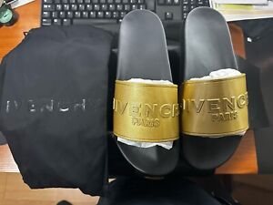 Givenchy Mens Slide Black and Gold Size 9UK Authentic Brand New