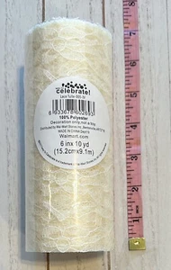 Tela de tul de encaje floral marfil rollo de 6”x 10 yardas decoración artesanal de boda muchos disponibles - Imagen 1 de 7