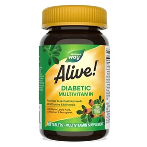 Alive! SUPLEMENTO MULTIVITAMÍNICO DIABÉTICO Tabletas APOYO DIARIO VITAMINAS MINERALES - Imagen 1 de 8