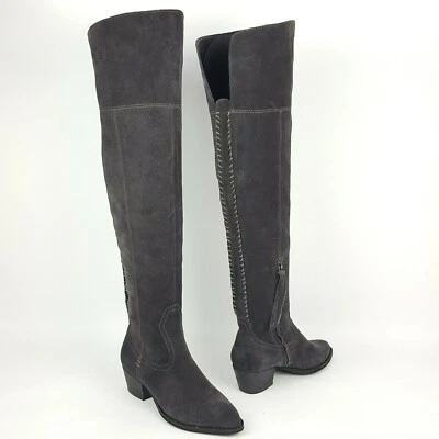 Dolce Vita Silas Mujer 6 Gris Sobre la Rodilla Gamuza Botas Altas Detalle Trenza Festival Foto 1 de 4