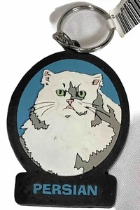 Schlüsselanhänger Perserkatze weiß grau 3 Zoll lang Kunststoff Gummi Schlüsselanhänger 1 Zoll Schlüsselring - Bild 1 von 8
