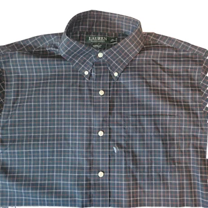 Camicia elegante Lauren Ralph Lauren uomo 16 1/2 16,5 blu a quadri LS con bottoni nuova con etichetta - Foto 1 di 24