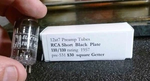RCA 12at7 Short Black Plate Square Getter 110 each side from 1957 - Picture 1 of 3