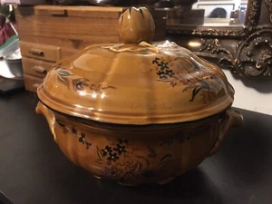 Vintage Vegetable Bowl w/ Lid Luneville France K&G VERONIQUE Honey Soup Tureen - Picture 1 of 10