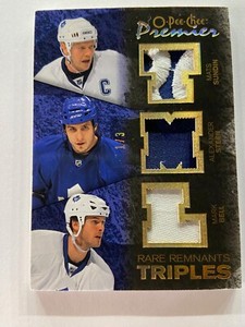 2007-08 OPC Premier Rare Remnants Gold Triple Patch Mats Sundin Steen Bell 1/3