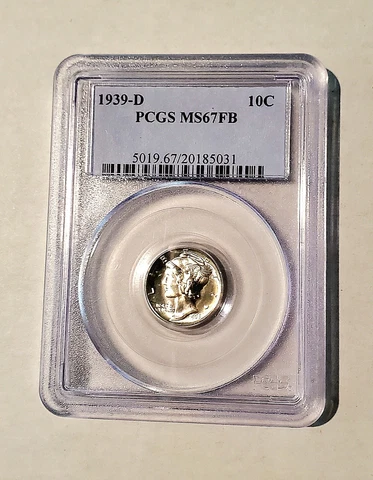 1939-D Mercury Dime In PCGS in MS67FB Cover
