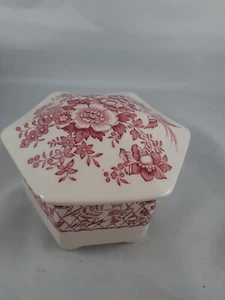 Piatto portagioie Masons Stratford esagonale rosa crema 1° qualità vintage inglese - Foto 1 di 13