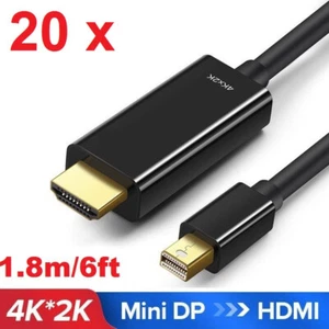 Lot 20 x 1.8M/6FT Mini DisplayPort Thunderbolt DP to HDMI Male Cable 4K HD 1080P - Picture 1 of 8