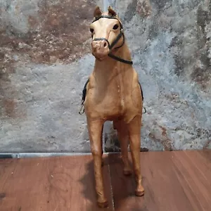 Vintage Leather Wrapped Horse Equine Statue Figurine Home Decor - Picture 1 of 10