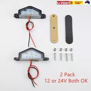 2X 6 LED License Number Plate Light Truck Caravan Trailer Lamp Rear/Front 10-30V - Picture 1 of 6