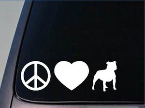 Peace love Staffie bull sticker *H114* 8" vinyl staffordshire bull terrier - Picture 1 of 1