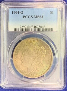 1904-O Silver Morgan Dollar PCGS MS 64 Toned Near GEM BU! - Picture 1 of 2