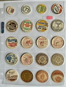 Vintage Assorted Milk Bottle Caps Lot SHEET OF 20 - Picture 1 of 12