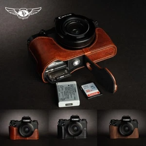 Original Echtleder Halbkamera Etui Tasche Abdeckung für Canon G1X Mark III M3 offen - Bild 1 von 30