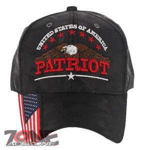 UNITED STATE OF AMERICA STAR PATRIOT EAGLE FLAG BASEBALL CAP HAT BLACK CAMO - Picture 1 of 4