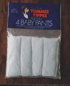 Vintage Pack 4 Tommee Tippee Plastic Baby Pants - Small - Pale Blue - 80's - New - Picture 1 of 2