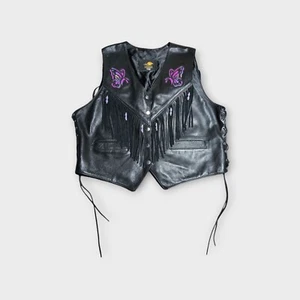 Leather Vest TRD Leathers Butterfly Jacket Vintage USA Made See Measurements - Foto 1 di 8