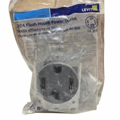 30 Amps 125/250V Dryer Outlet, Flush Mounting Power Outlet, NEMA 14-30R, Straigh - Image 1 of 2