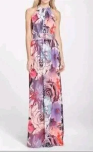 Eliza J Women's Plus Floral Halter Midi Maxi Dress High Neck Sleeveless 22W - Picture 1 of 16