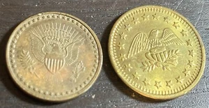 Lot 2 Vintage No Cash Value Tokens Eagle Emblems Circulated NOT Graded - Picture 1 of 5