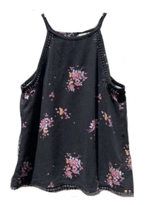 Mudd Girls Sleeveless Strappy Black Floral Shirt Tank Top Size 16 - Picture 1 of 5