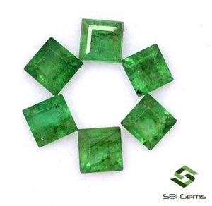4x4 mm Natural Emerald Square Cut Lot 06 Pcs 1.97 CTS Calibrated Loose Gemstones - Picture 1 of 5