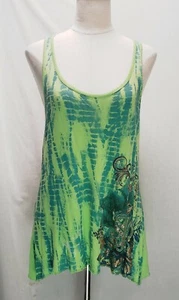 Southpole Tank Women Extra Large Sleeveless Rhinestones Glitter Crochet Green - Picture 1 of 10