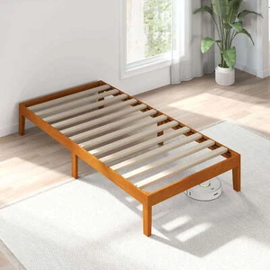 Wood Bed Frame, Bed Base with Wood Slat Support, No Box Spring Needed,Twin Size - Picture 1 of 7