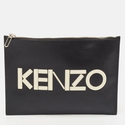 Bolsa Kenzo de cuero negra con logotipo con cremallera Foto 1 de 4