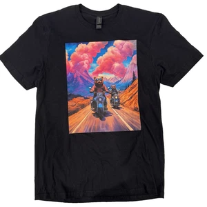 Gildan Graphic T-Shirt Colorful Bears on Motorcycles Art Graphic Tee Size Medium - Picture 1 of 7