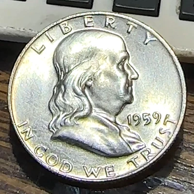 1959-D Franklin Half Nice Original Choice BU Full Bell Lines CHRC - Image 1 of 2