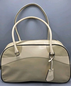 Borsa Prada Bowling bicolore crema e pelle beige - Made in ITALY  - Foto 1 di 16