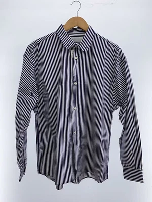 Camisa SO SHOP & HOSTEL manga longa algodão listra azul - Imagem 1 de 4