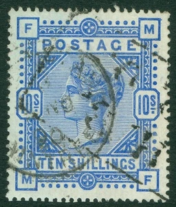 SG 183 10/- ultramarino. Annulli CD e scatola usati in ottime condizioni. Bellissimo CATTO colore profondo £525 - Foto 1 di 2