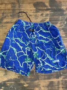 Vintage Tie Dye Splash Green Blue Seahawks Zubbaz Shorts Size Medium Made In USA - Bild 1 von 9