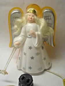 Vintage Christmas Tree Topper NOMA Lighted Angel Hair & Wand 1950's Works Nice - Picture 1 of 6